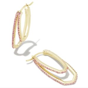 Barbie x Kendra Scott Gold Hoop Earrings in Pink Crystal